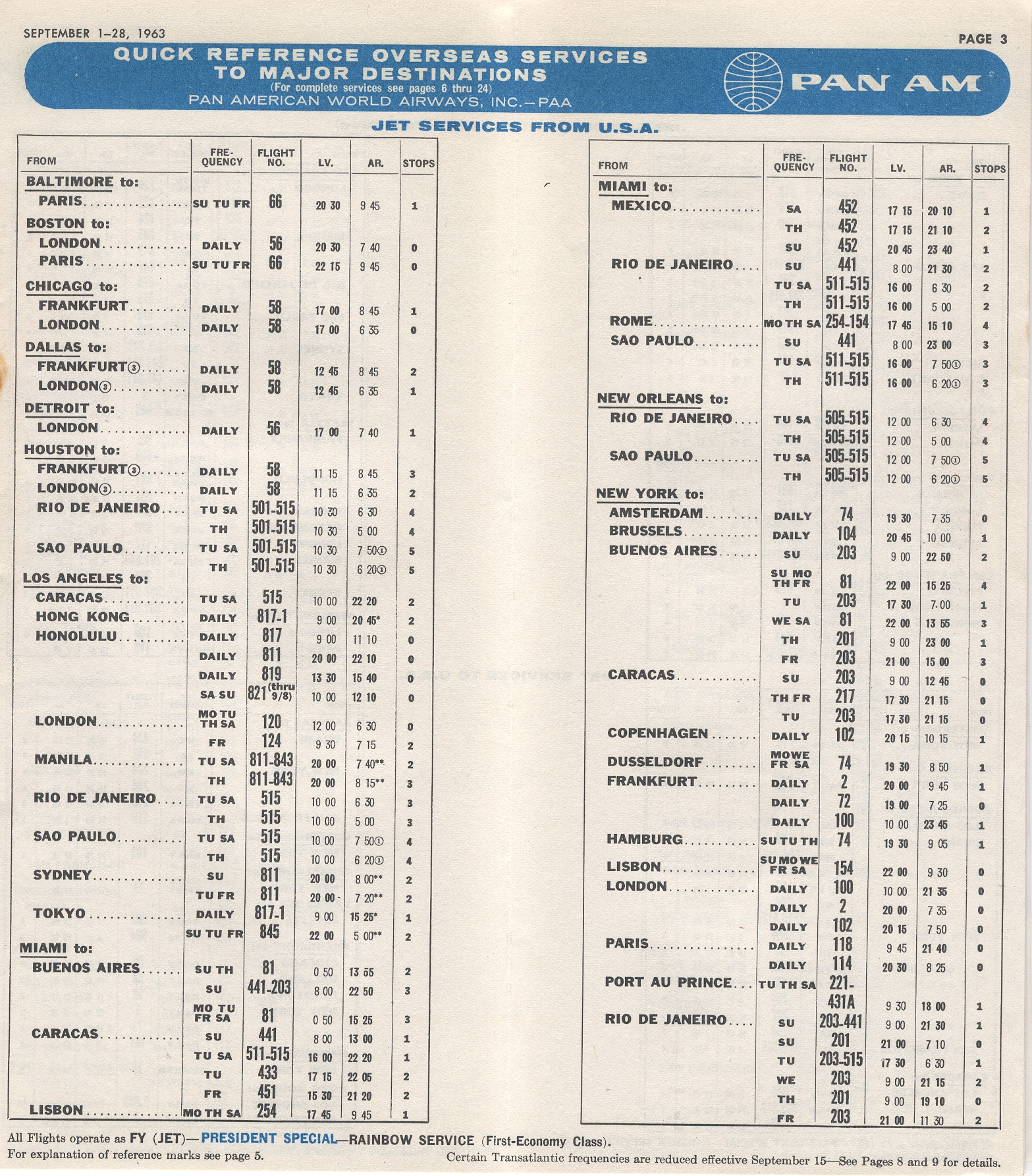 1963, September 1-30  Quick Reference Schedule page 1.